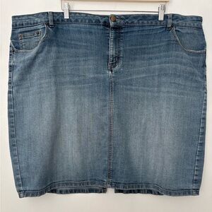 Classic Blue Denim Pencil Skirt - Women's